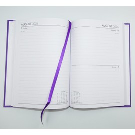 Sixstore 2026 A5 Day to Page Colour Fashion A5 DAP Diary, Day A Page Desk Diary Ribbon Marker, Purple