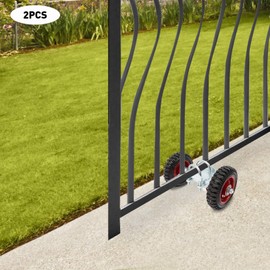 Rolling Gate Wheel 6'' Heavy-Duty Rubber Wheel Carrier, Double-U Bolts Sliding Gate Hardware Kit for Driveway Chain Link Fence Metal Tube Gates, 500lbs Capacity, Pack of 2 (Black, 6inch)
