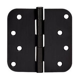 Cosmas Flat Black Door Hinge 4" Inch x 4" Inch with 5/8" Inch Radius Corners