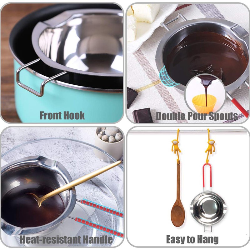 Stainless Steel Double Boiler Pot with Heat Resistant Handle for