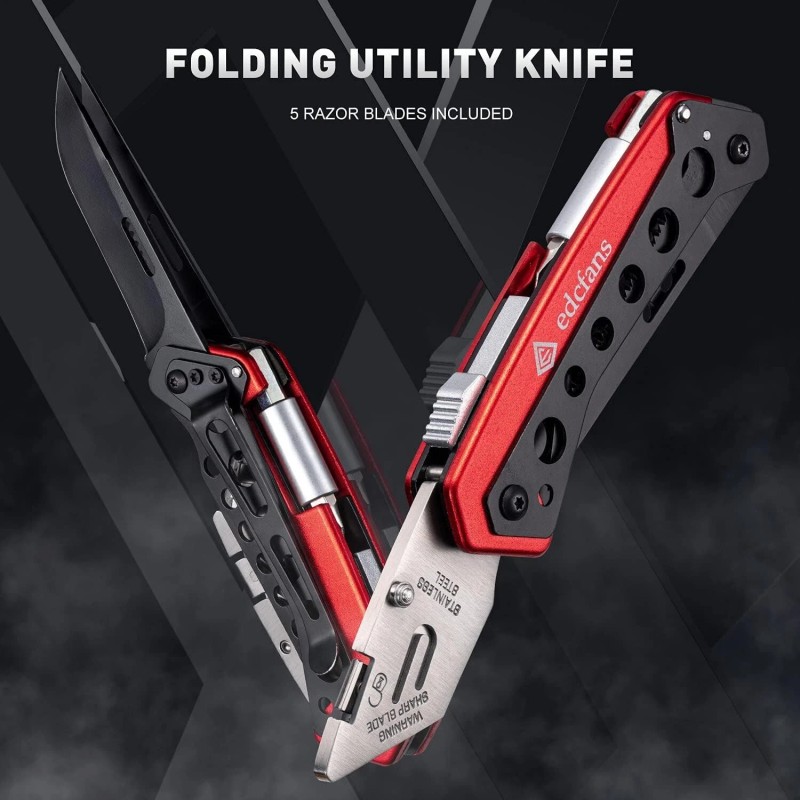 Razor edcfans Folding Utility Knife Box Cutter with 5 Razor