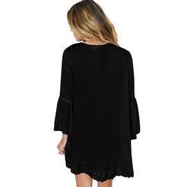 Camisunny - Cárdigan de Gasa para Mujer, Estilo Kimono con Estampado de chifón, para Cubrir la Playa, 007 Negro, Small