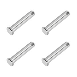 PATIKIL 10 x 50 Mm Single Hole Clevis Pins, 4 Pcs 304 Stainless Steel Flat Head Pin for Hitch Pin Lock Link Hinge Systems, Silver