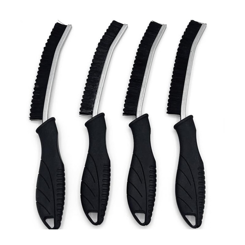Professionelle Reinigungsbürste mit ergonomischem Griff, schwarz, 4-teiliges Set, robuste Borsten,