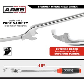 ARES 33013 – 15-Inch Spanner Wrench Extender – Offers Extra Torque to Remove Rusted or Over-Tightened Fasteners – Fits Wide Variety of Wrenches - Safer than Cheater Bars