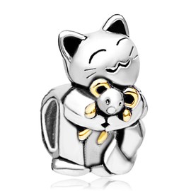 CharmsStory 925 Sterling Silver Cat Animal Charm Beads Charmss For Bracelets
