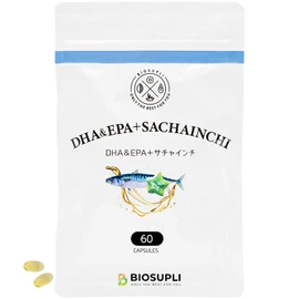 バイオサプリ DHA&EPA+サチャインチ 青魚 魚油 オメガ3 オメガ6 オメガ9 (60粒×1袋)