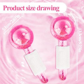 Pack of 2 Facial Ice Roller, Face Roller Massage, Facial Ice Globes, Ice Face Roller for Ice Facial, Reduces Swelling, Tightens the Skin, Improves Blood Circulation (Pink)