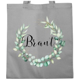 Shirtracer - Cotton Bag - Hen Party Women - Bride - Flower Wreath Eucalyptus, 2 Light Grey