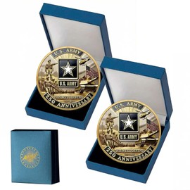 2-Pack U.S. Army 250th Anniversary Challenge Coins, Military Commemorative Coins 1775–2025, Double-Sided High Relief Metal, 1.57 Inch Collectibles for Veterans, Soldiers and Patriots (Army)