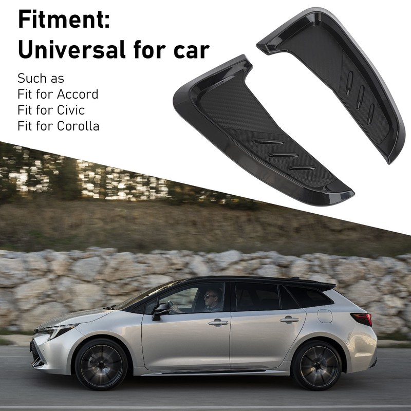 2Pcs Side Mudguard Vent Trim Left Right 20cm Glossy Black