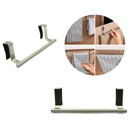 Toallero de 24 cm de Acero para Puerta 2 Piezas, Toalleros Empotrables en Puerta, Toallero de Acero Inoxidable para Colocar sobre la Puerta para un Ajuste Universal en Puertas Set de 2 Piezas - Ango