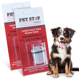 Pet Stop 2Pk Invisible Fence Collar Battery - Brand Compatible - Invisible Fence Brand Compatible R21 R22 R51 Dog Collar Battery, Dog Collar Battery Compatible with Invisible Fence