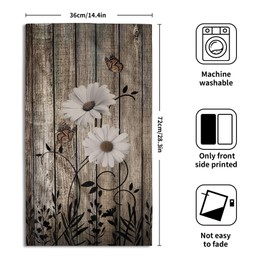 Retro Barn White Daisy Hand Towels Rustic Flower Butterfly Dark Brown Wooden Farmhouse Absorbent Kitchen Towels Spring Vintage Sunflower Floral Quick Dry Microfiber Dish Towels For Kitchen Face Towel