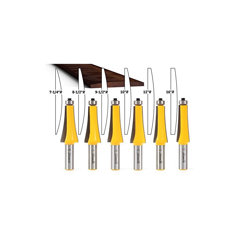 Yonico Guitar Finger Board Radiusing Router Bit Set 6 Bit