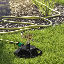 Relaxdays Lawn Sprinkler Impulse Sprinkler, Irrigation of Large Areas up to 450 m², 12 m Range, 360°, Circular Sprinkler, Black