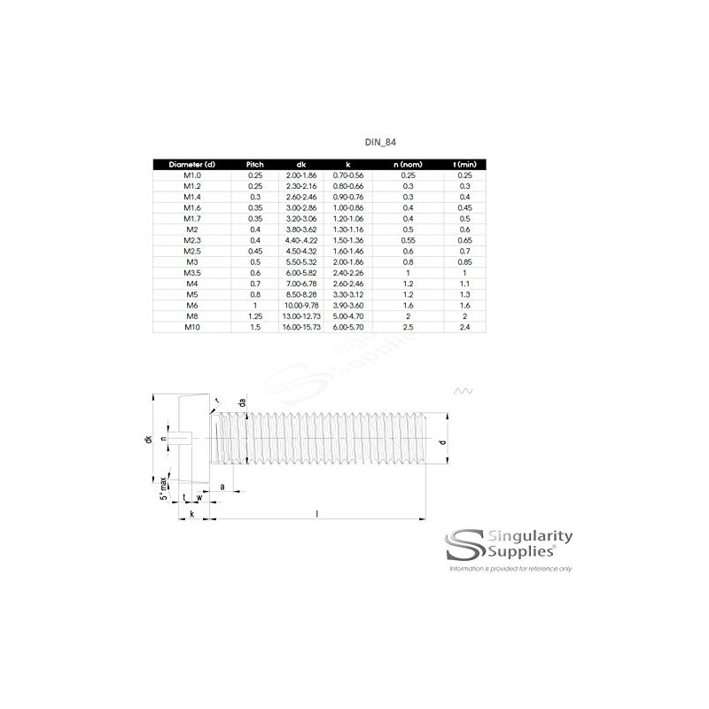 M3 (3mm x 25mm) Slot Cheese Machine Screw (Bolt) -