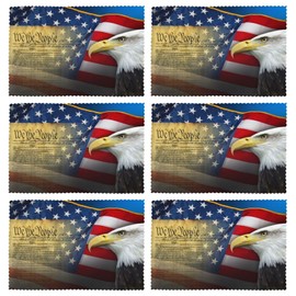 VunKo Patriotic American Flag Placemats Set of 6 Eagle Washable Non Slip Table Place Mats Rectangle 12" x 18" for Kitchen Dining Table Home Decoration Multicolor