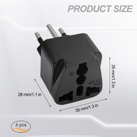 4 Stück Reiseadapter Schweiz Schwarz, Typ-J Reisestecker, EU/UK/IT auf Schweiz Adapter Steckdose, Universal Stecker auf Travel Adapter Schweiz, Schweiz Steckdosenadapter