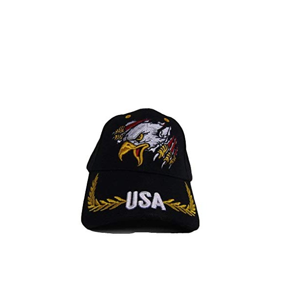 RFCO Black Screaming Eagle USA US America American Baseball Cap 100% Poly Twill