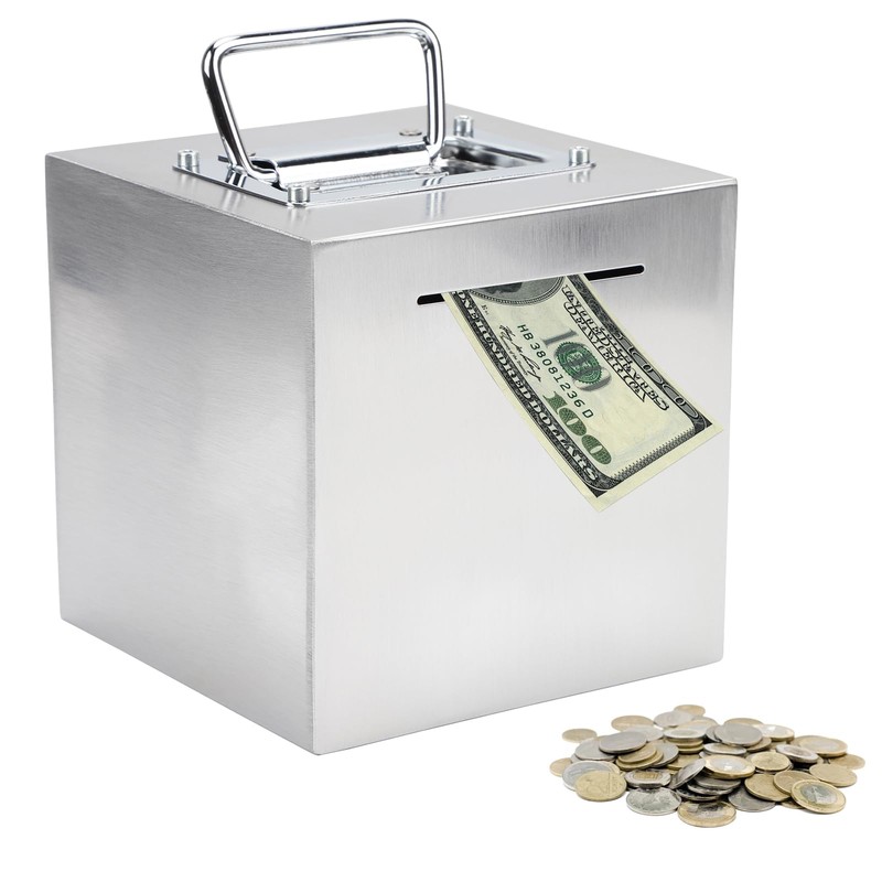 Piggy Bank, 10 Million Yen Savings, Non-Open Piggy Bank, Stainless