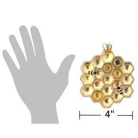 Glass Honeycomb with Honey Bees Ornament