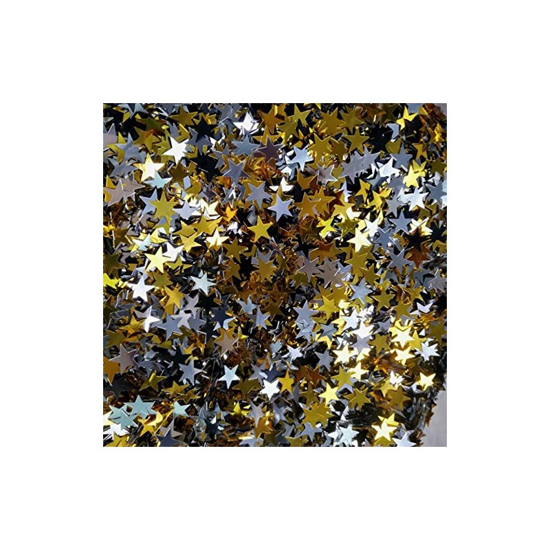 Glitter Stars Confetti Table Confetti Black Gold and Silver Metallic