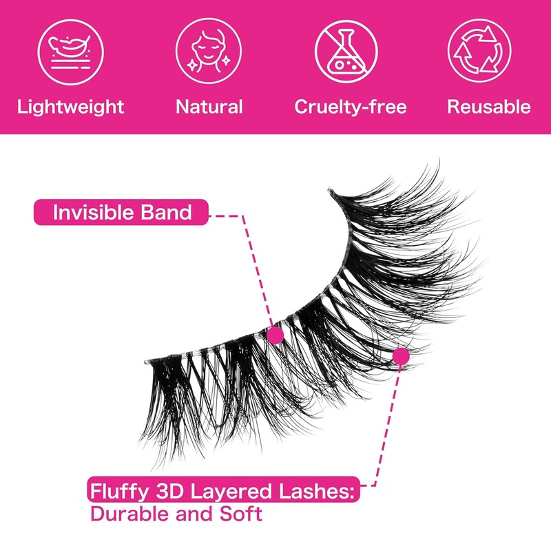 VEYESBEAUTY Bayes Beauty False Eyelashes Wispy Lightweight Natural Look Fluffy