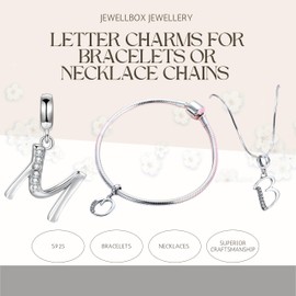 Letters Initials Pendant - 925 Sterling Silver for Bracelet or Necklace, Sterling Silver, No Gemstone