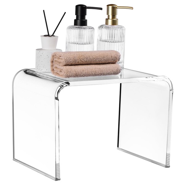 Navaris Acrylic Stool - Clear Shower & Bath Chair -