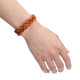 CCBFY Genuine Leather Bracelet Braided Sporty Wide Wristband Punk Jewelry for Men Women Yellow