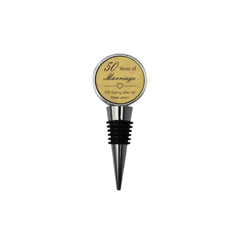 50th Anniversary Engraved Gold Leather Bottle Stopper, 50 Years Married