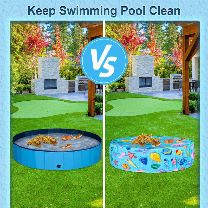 Docuwee Round Dog Pool Cover 32", Foldable Kiddie Solar Cover