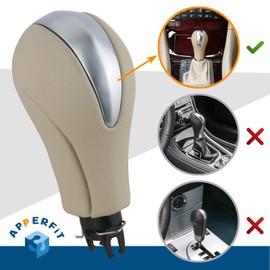 APPERFiT Gear Shift Knob for Automatic Transmission Gear Shifter 34910-1LA6C Compatible with Infiniti EX35 FX35 FX50 G25 G35 G37 Q60 QX50 QX56 QX70 Beige & Silver