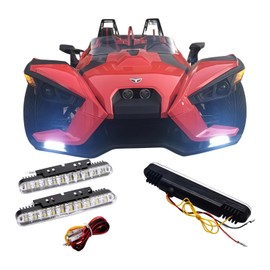 White LED DRL Fog Light+Amber Turn Signal Compatible with Polaris Slingshot