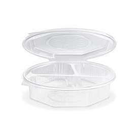 VEPATIM 25 Dinner Bowls Octagonal Octagonal Cups Clear with Lid 3-Part Polypropylene