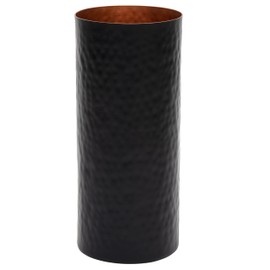 Vase for Flowers - Tempered Metal - 23cm Tall Flower Vase (Black & Bronze)
