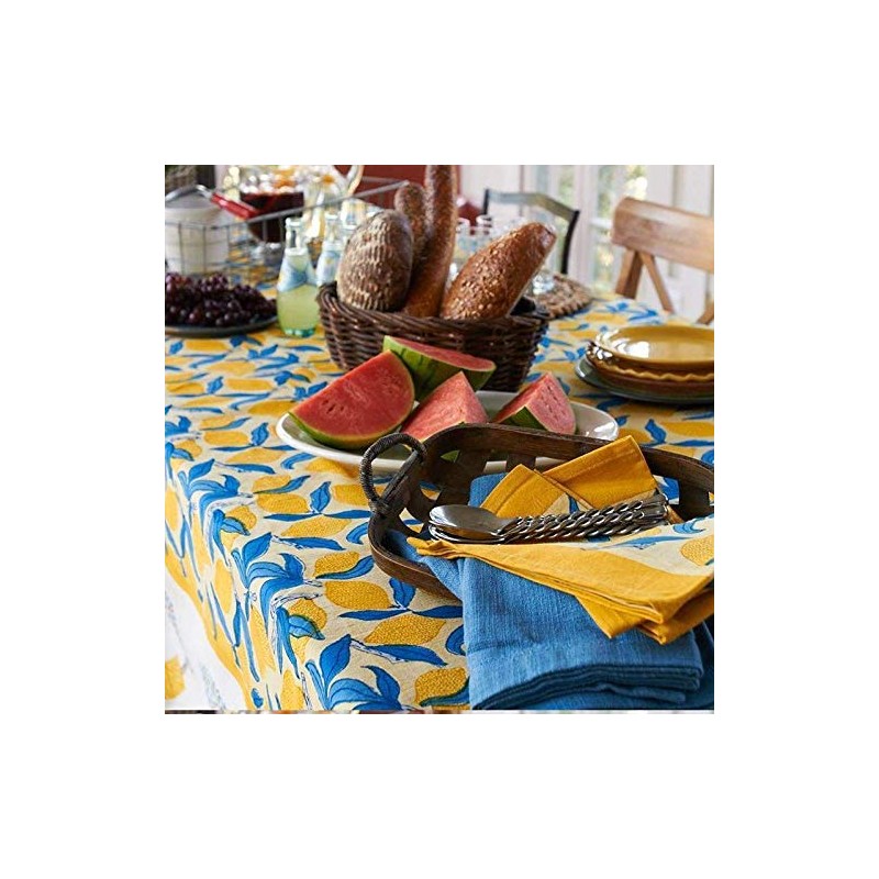 Couleur Nature Placemats, Lemon Tree, Yellow Blue, 15x18 Inches, Set