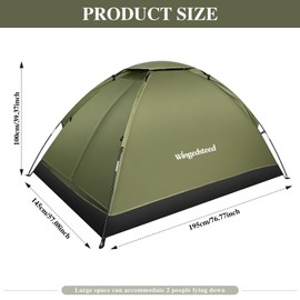 Camping Tent for 1-2 Person, Waterproof Backpacking Tent, Lightweight Dome Tent with Rainfly & Mesh Ventilation, Easy Setup Tent for Hiking, Backpacking, Camping, Travel & Beach (Green)