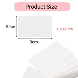 Blank Kraft Paper Cards, Pack of 200 Kraft Paper Cards, 9 x 5.4 cm Memory Cards, Blank, Business Cards, Word Cards, Note Cards, Message Cards, Blank for DIY School Office Vocabulary Learning (White)
