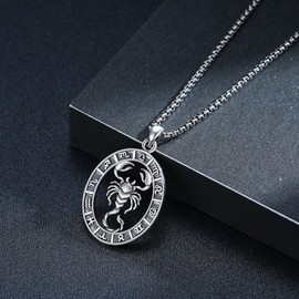 Scorpio Zodiac Necklace 925 Sterling Silver Constellation Necklaces Horoscope Medallion Pendant Dainty Astrology Charm Necklace for Women s