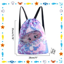 Swimming Bags for Kids,Dry Wet Separation Kids Swim Bag,Drawstring Bags for Children,Beach Bag,Sports Gym PE Bag,Waterproof Swimming Beach Backpack for Swimming Beach Pool School Gym Sports Travel