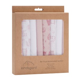 Kindsgard Muslin Nappies Pink 65 x 65 cm - Pack of 8 - 100% Cotton - Muslin Cloths Baby - Cotton Nappies - Perfect for Baby First Equipment