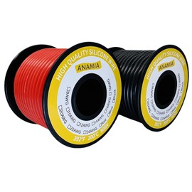 ANAMIA 12 Gauge Stranded Copper Wire 50ft, Flexible 12 AWG Silicone Wire, 200℃ High Temperature 12AWG Automotive Wire, Primary Electronic Hook Up Wire (25ft Black + 25ft Red Spools)