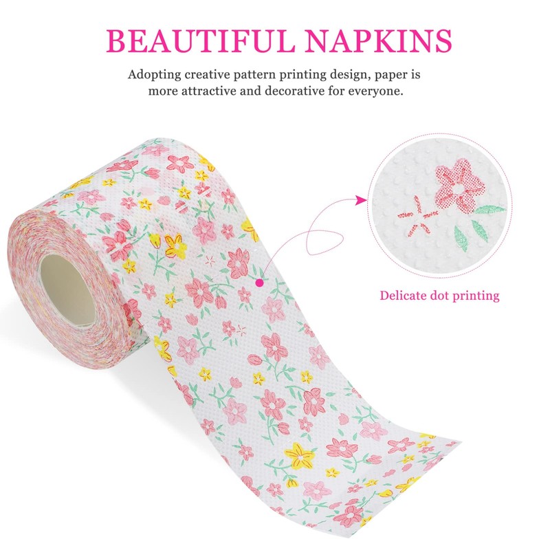 Floral Toilet Paper Novelty Bathroom Tissue Flower Pattern Toilet Tissues,