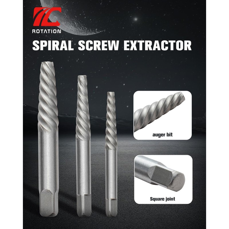 ROTATION 10-Piece Screw Extractor and Drill Bits Set, Bolt Remover