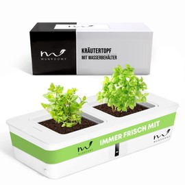 MUNROOMY Herb Pot, Indoor Greenhouse with Irrigation System, Indoor Herb Garden, Self-Watering for Basil & Co., for Windowsill and Kitchen
