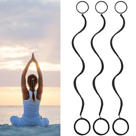 3 Packs 16" Black Elastic Spiral Hair Ties For Women, Ponytail Holders Hair Tie for Thin Fine Hair Braided Hair Ties for Wind Water Sport Hair Hands for Women's Hair Ponytail Wrap Hair Tie