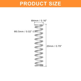 QUARKZMAN Pack of 5 Compression Springs, 0.5 x 4 x 20 mm, Compression Springs, Spring Springs, Coil Springs, Steel Springs, 304 Stainless Steel, Silver