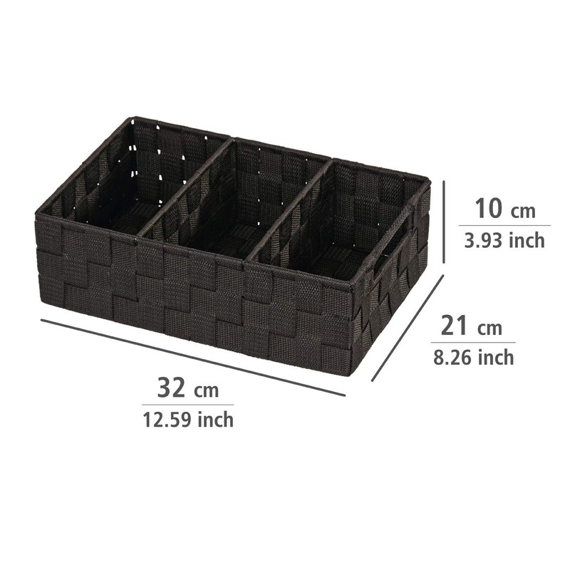 WENKO "Adria Organizer with Handles/Three Separations, Black